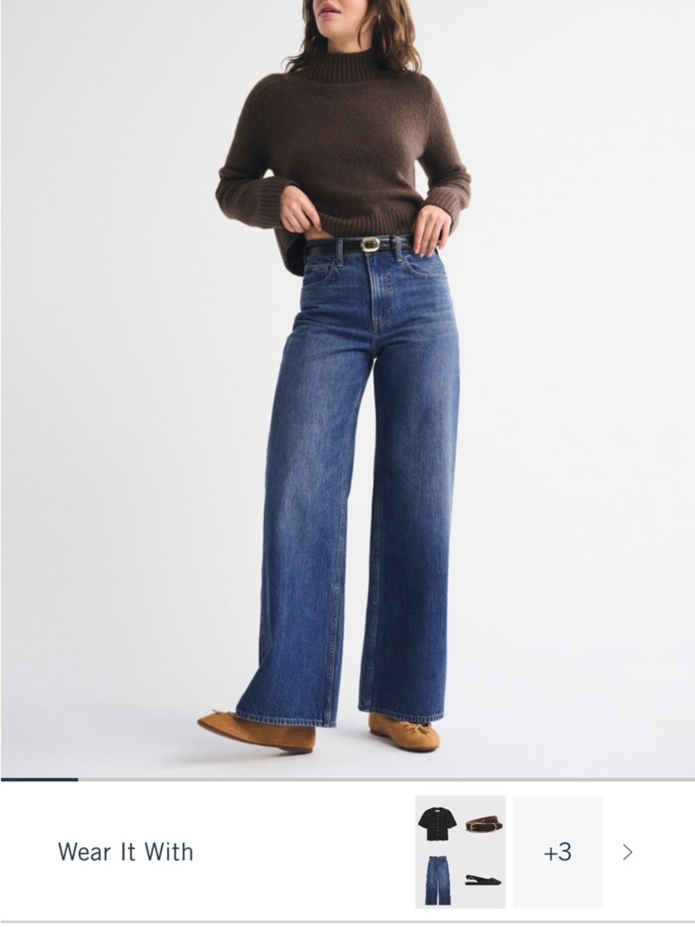 High-Rise Wide-Leg Women’s Jeans in Dark Blue with distressed hem